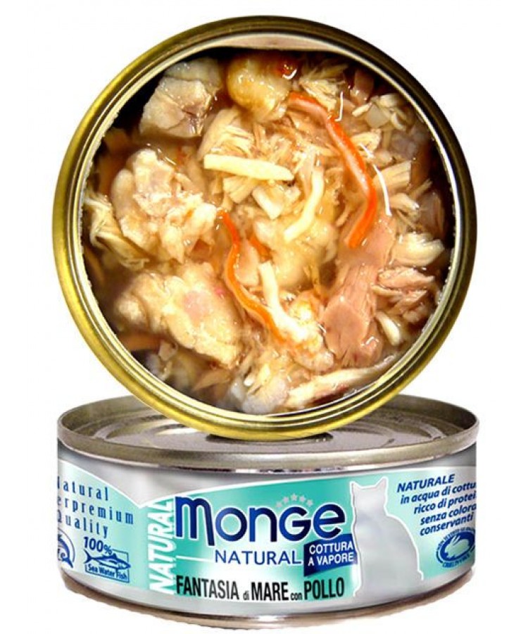 Консервы для кошек Monge Cat Natural морепродукты с курицей 80 г