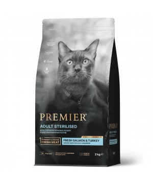 Premier Cat Salmon&Turkey STERILISED (Свежее филе лосося с индейкой для кошек) 2 кг