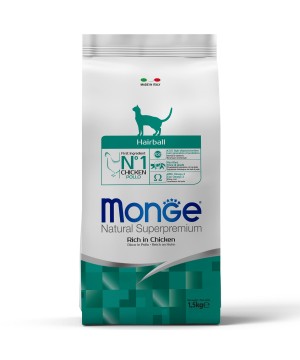 Сухой корм Monge Cat Daily Line Hairball для кошек, для выведения шерсти, из курицы 1,5 кг