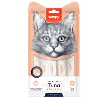 Wanpy Cat Лакомство для кошек "нежное пюре" из тунца и лосося 25 шт х14 г