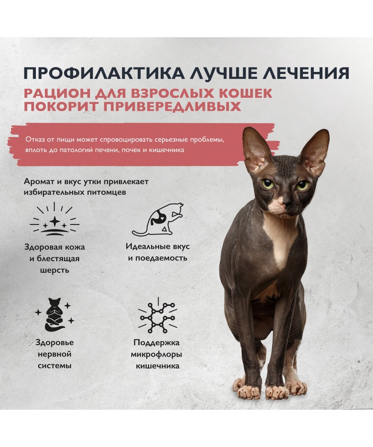 Brit Care Superpremium Cat Adult с индейкой и уткой для взрослых привередливых кошек, Превосходный вкус 400 гр.