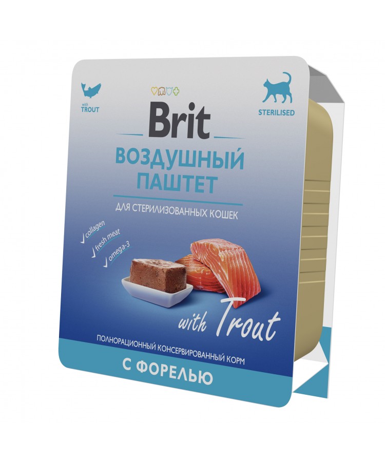 Brit Premium Воздушный паштет с форелью для взрослых стерилизованных кошек 100 гр.