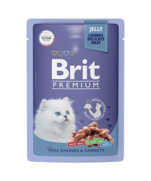 Brit (Брит) Premium влажный корм для котят телятина морковь в желе 85 гр.