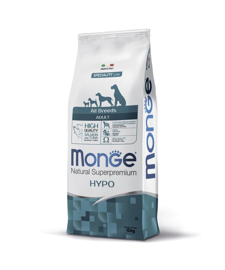 Cухой корм Monge Dog Speciality Line Hypo корм для взрослых собак, гипоаллергенный, лосось с тунцом 12 кг