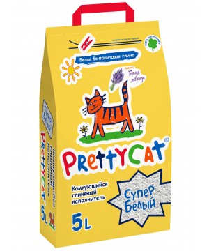 PrettyCat наполнитель комкующийся для кошачьих туалетов "Cупер белый" с ароматом лаванды 4,2 кг (5 л)