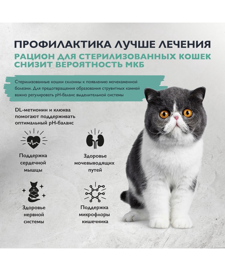 Brit Care Superpremium Cat Sterilised с индейкой и уткой для стерилизованных кошек, Профилактика МКБ 400 гр.