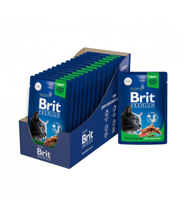 Brit Premium Пауч цыпленок в соусе для стерилизованных кошек 85 гр.