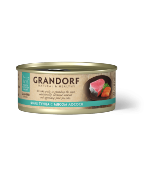 Консервы для кошек GRANDORF Филе тунца с мясом лосося 70 гр.