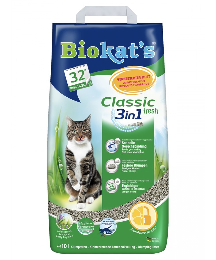 BIOKAT'S CLASSIC FRESH наполнитель комкующийся c ароматизатором 10 л