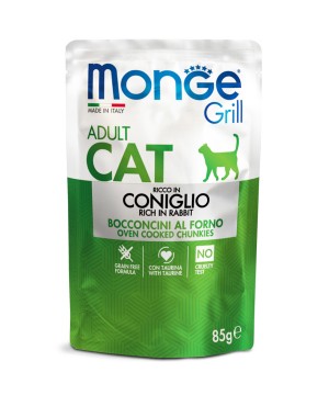 Влажный корм Monge Cat Grill для взрослых кошек, из кролика, паучи 85 г