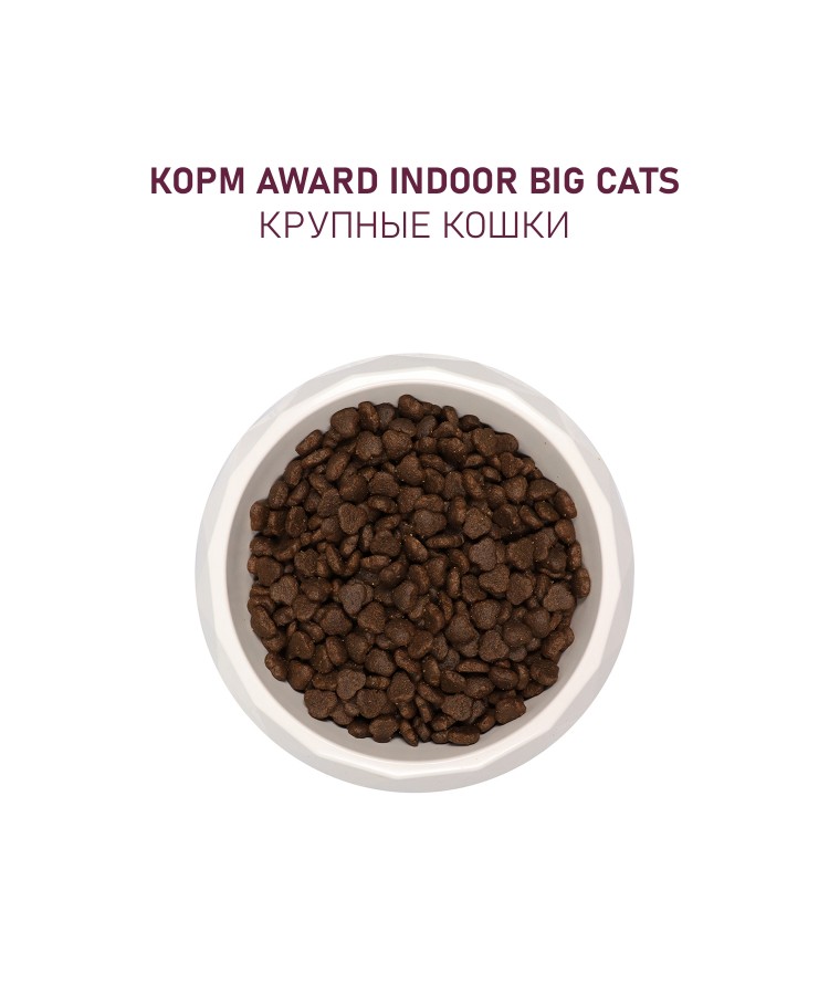 Сухой корм AWARD Indoor Big cats для взрослых домашних кошек крупных пород с говядиной и курицей с добавлением брокколи и юкки Шидигера 1,5кг