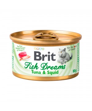 Консервы суперпремиум класса для кошек Brit (Брит) Care Fish Dreams с тунцом и кальмаром 80 гр.