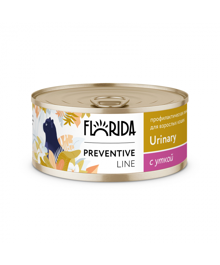 Urinary Консервы FLORIDA для кошек. Профилактика мочекаменной болезни, с уткой 100 г