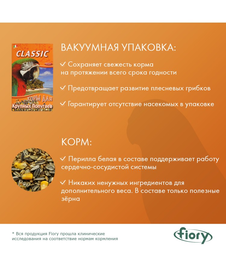 Корм Fiory Classic для крупных попугаев 600 г