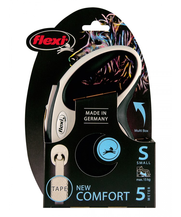 flexi рулетка NEW LINE Comfort S (до 15 кг) лента 5 м серый/черный