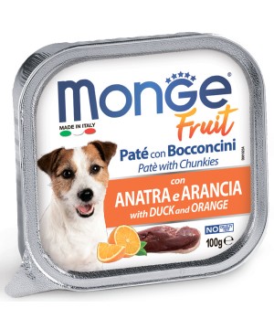 Влажный корм Monge Dog Fruit для собак, с уткой и апельсином, консервы 100 г