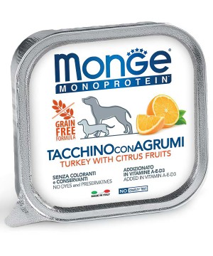 Monge Dog Monoprotein Fruits консервы для собак паштет из индейки с цитрусовыми 150г