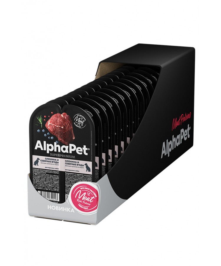 AlphaPet Superpremium (АльфаПет) 0,1кг оленина и северные ягоды кусочки в соусе для собак