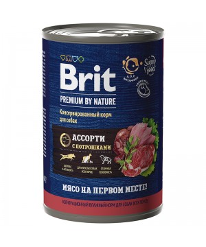 Brit (Брит) Premium by Nature консервы с мясным ассорти с потрошками для собак всех пород 410 гр.