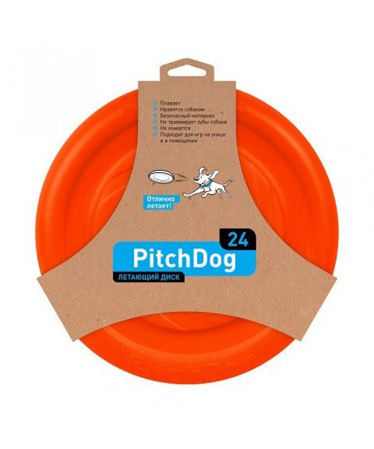 Летающий диск PITCHDOG , д.24 см, оранжевый