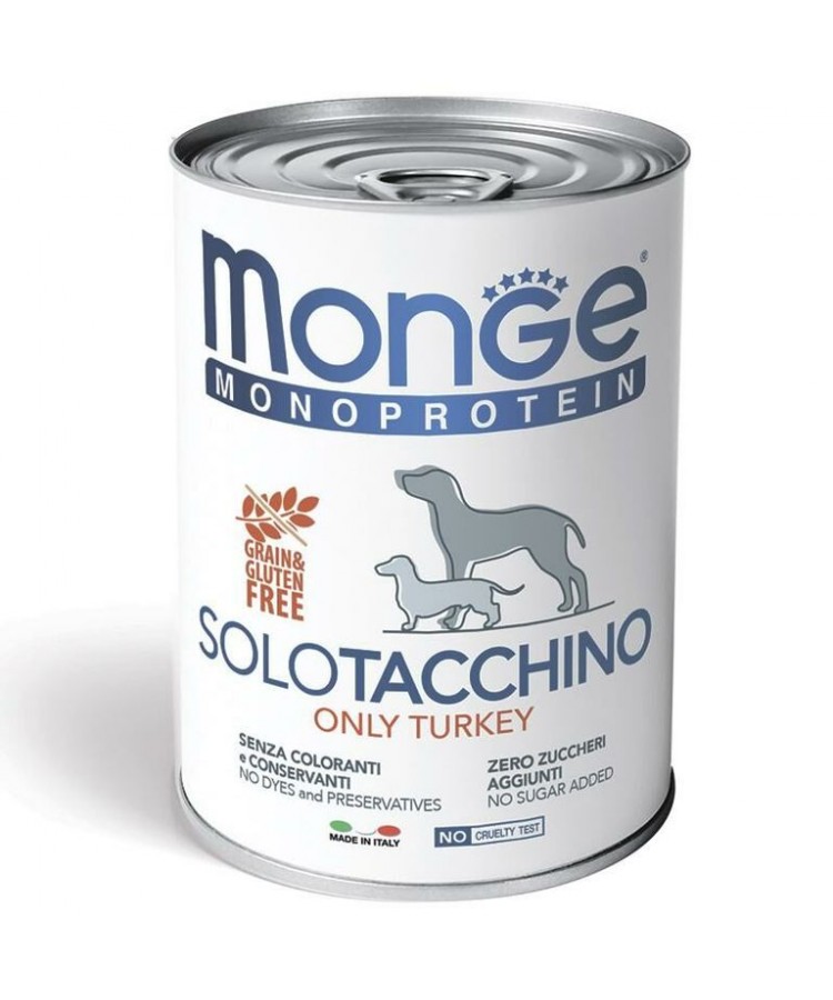 Паштет для собак MONGE DOG MONOPROTEICO SOLO , из индейки - 400 грамм