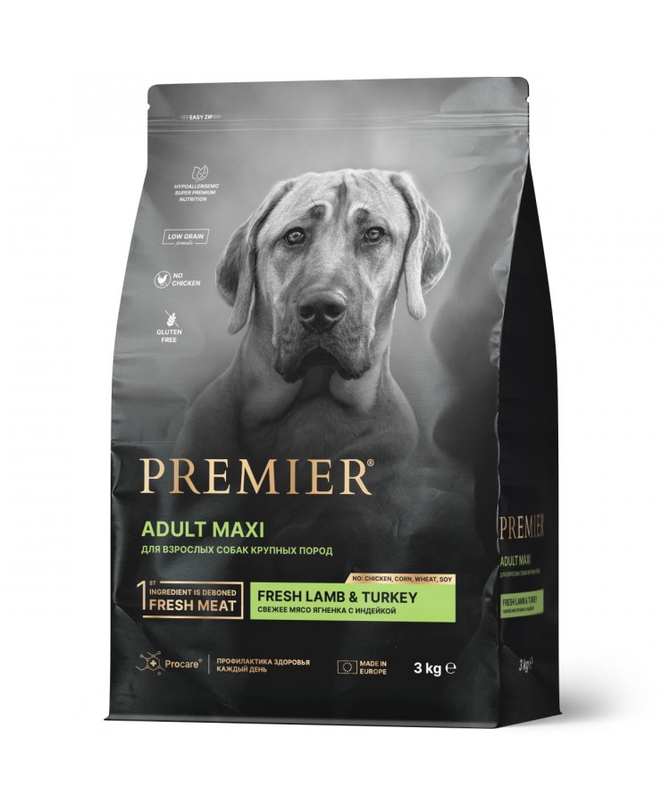 Premier Dog Lamb&Turkey ADULT Maxi (Свежее мясо ягненка с индейкой для собак крупных пород) 3 кг