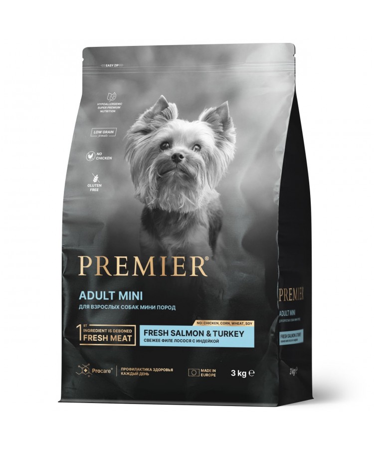 Premier Dog Salmon&Turkey ADULT Mini (Свежее филе лосося с индейкой для собак мелких пород) 3 кг