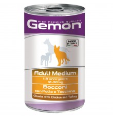 Gemon Dog Medium консервы для собак средних пород кусочки курицы с индейкой 1250г