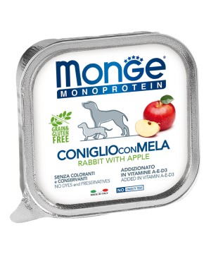 Monge Dog Monoprotein Fruits консервы для собак паштет из кролика с яблоком 150г