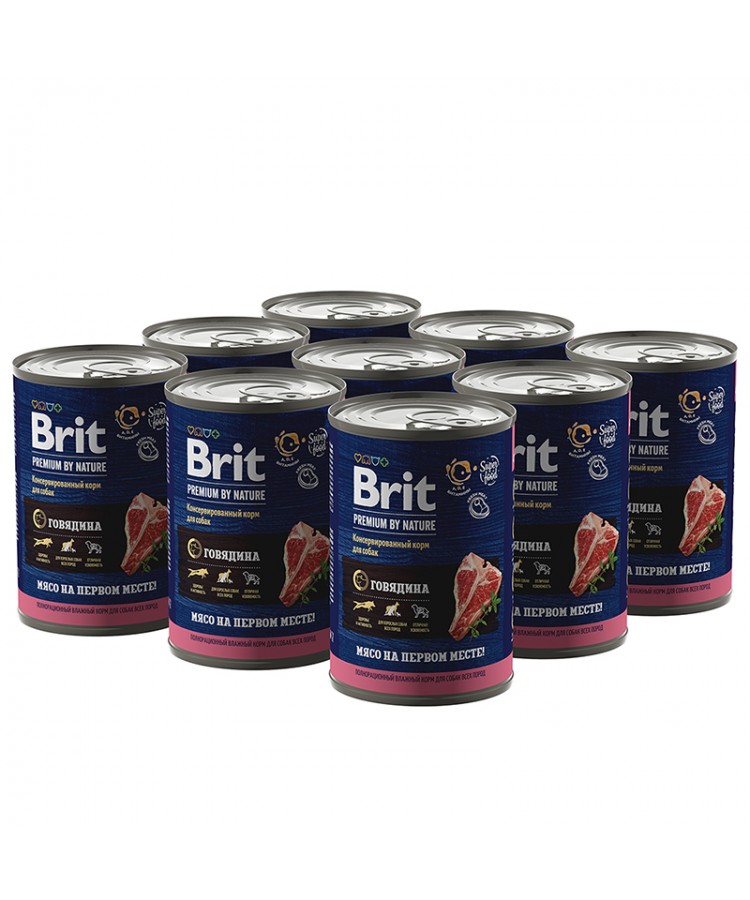 Brit Premium by Nature консервы с говядиной для взрослых собак всех пород 410 гр.