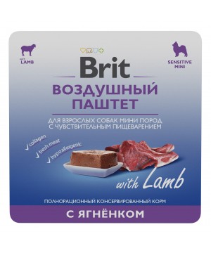 Brit (Брит) Premium Воздушный паштет с ягненком для взрослых собак мини пород с чувствительным пищеварением 100 гр.