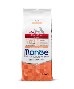 Сухой корм Monge Dog Speciality Line Monoprotein Mini, для взрослых собак мелких пород, из лосося с рисом 7,5 кг