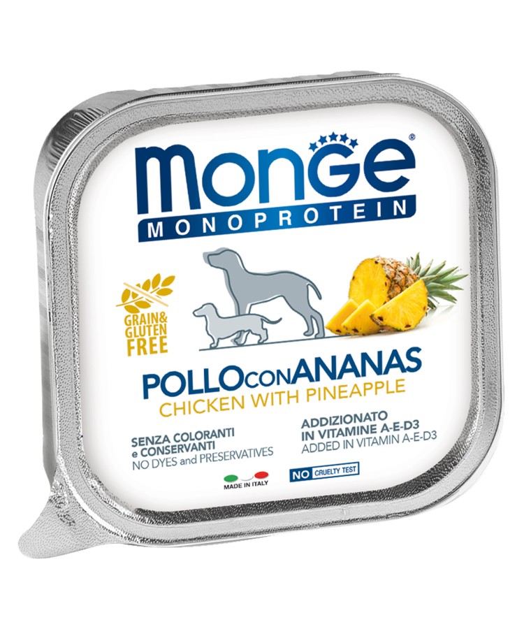 Monge Dog Monoprotein Fruits консервы для собак паштет из курицы с ананасом 150г