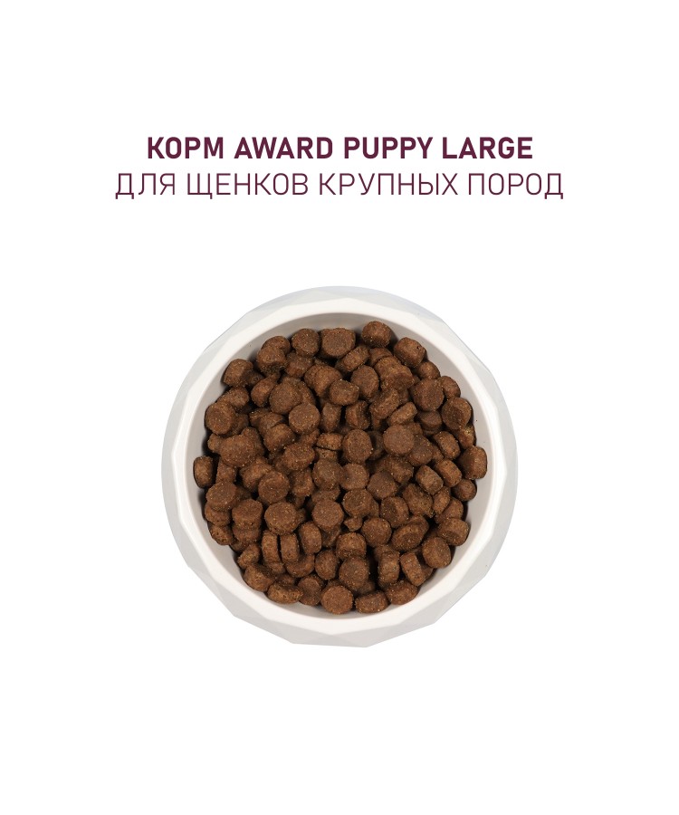 Сухой корм AWARD для щенков от 1 месяца крупных пород с курицей и индейкой с добавлением тыквы и шиповника 12кг