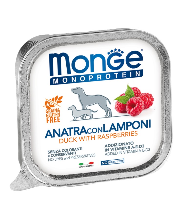 Monge Dog Monoprotein Fruits консервы для собак паштет из утки с малиной 150г