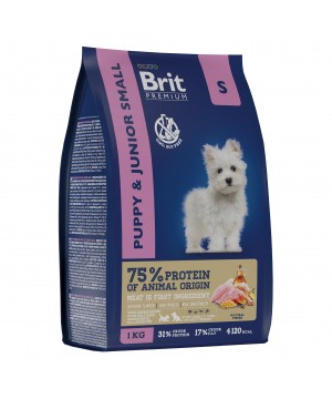 Brit (Брит) Premium Dog Puppy and Junior Small с курицей для щенков мелких пород 1 кг