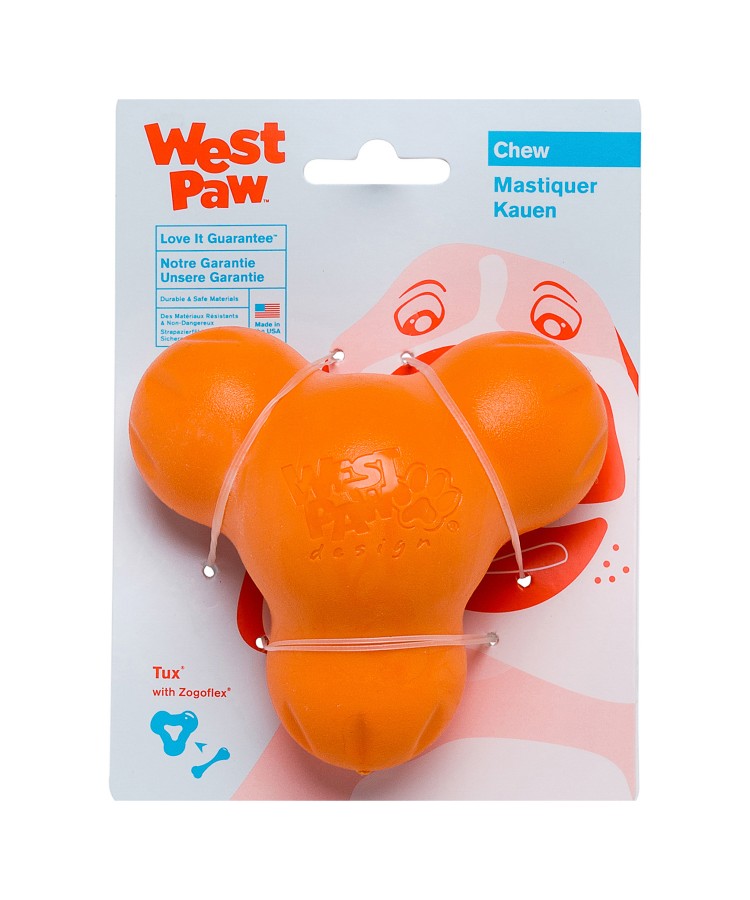 Игрушка West Paw Zogoflex Tux L под лакомства для собак средних пород, оранжевая 15,25 см