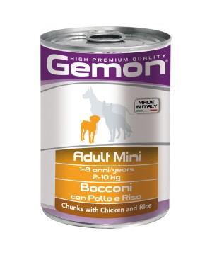 Gemon Dog Mini консервы для собак мелких пород кусочки курицы с рисом 415г