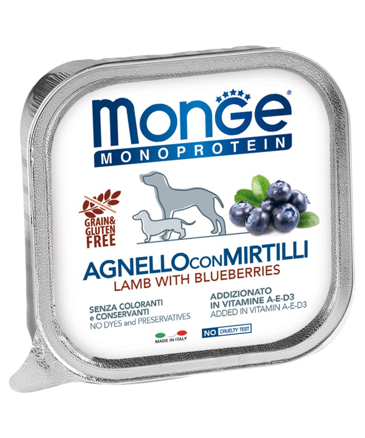 Monge Dog Monoprotein Fruits консервы для собак паштет из ягненка с черникой 150г