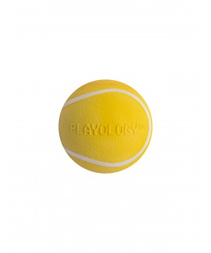 Playology хрустящий жевательный мяч SQUEAKY CHEW BALL 6 см с пищалкой и с ароматом курицы, желтый