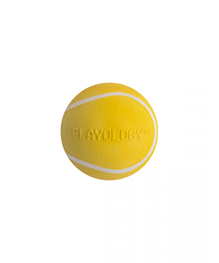 Playology хрустящий жевательный мяч SQUEAKY CHEW BALL 6 см с пищалкой и с ароматом курицы, желтый