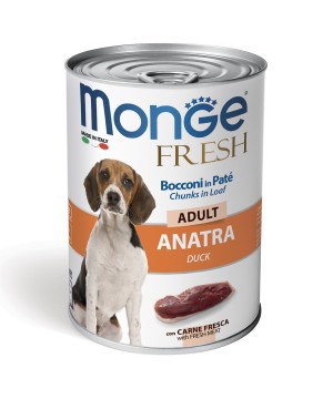 Влажный корм Monge Dog Fresh Chunks in Loaf для взрослых собак, мясной рулет из утки, консервы 400 г