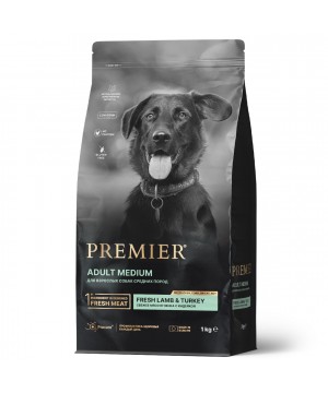 Premier Dog Lamb&Turkey ADULT Medium (Свежее мясо ягненка с индейкой для собак средних пород) 1 кг