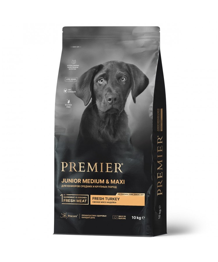 Premier Dog Turkey JUNIOR Medium&Maxi (Свежее мясо индейки для юниоров средних и крупных пород) 10 кг