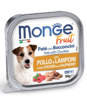 Влажный корм Monge Dog Fruit для собак, с курицей и малиной, консервы 100 г