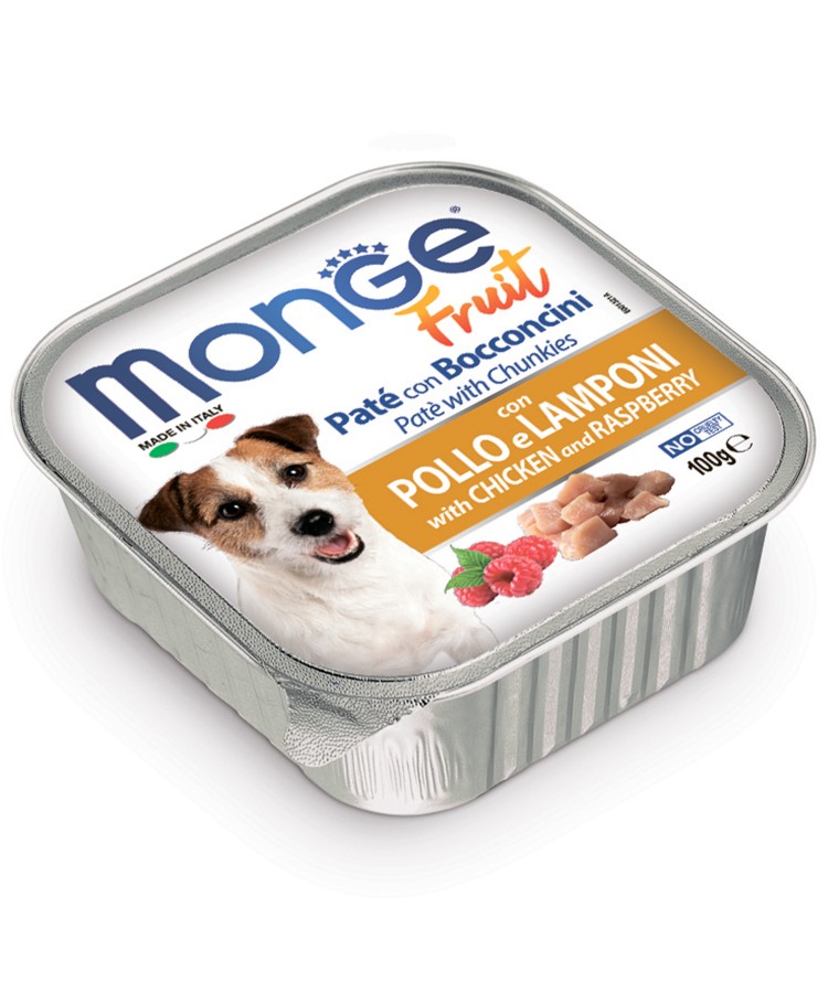 Влажный корм Monge Dog Fruit для собак, с курицей и малиной, консервы 100 г