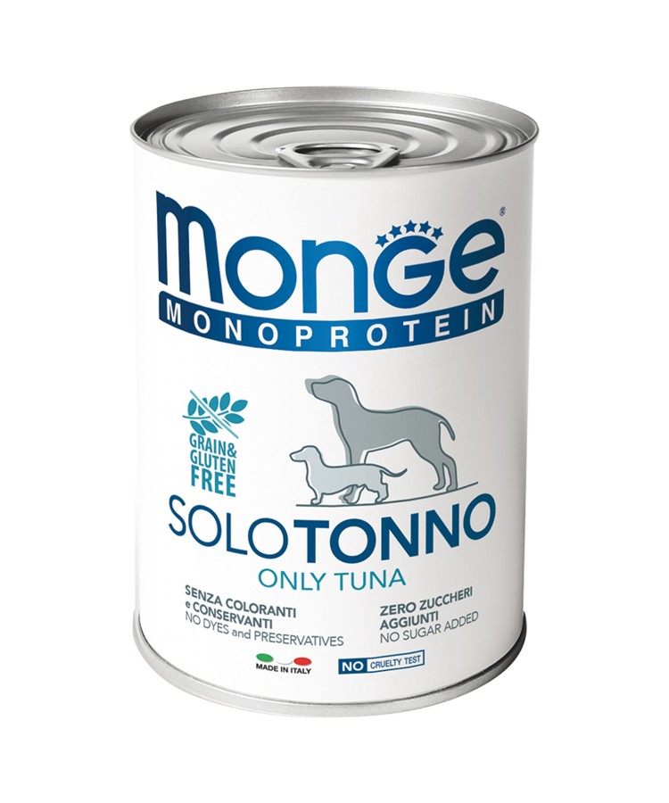 Влажный корм Monge Dog Monoprotein для собак, паштет из тунца, консервы 400 г