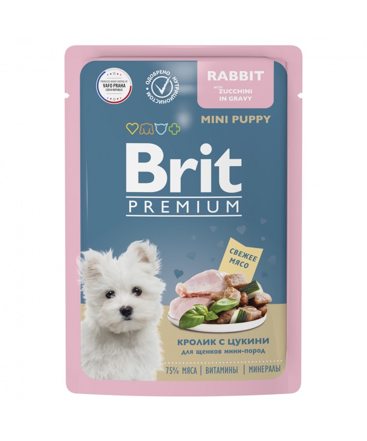 Brit Premium Пауч кролик с цукини в соусе для щенков мини-пород 85 гр.