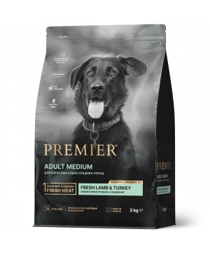 Premier Dog Lamb&Turkey ADULT Medium (Свежее мясо ягненка с индейкой для собак средних пород) 3 кг