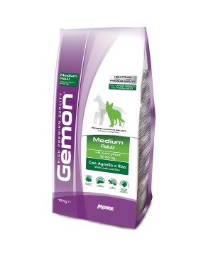 Gemon Dog Medium корм для взрослых собак средних пород ягненок с рисом 15 кг